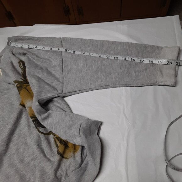 Disney Bambi Artist Sketch Gray Sweatshirt Glitter Print Rolled Sleeve Size XS - Picture 13 of 14